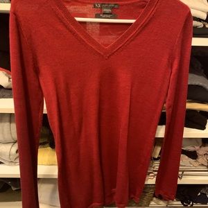 Armani exchange dark red V-neck thin wool sweater. Gently used.